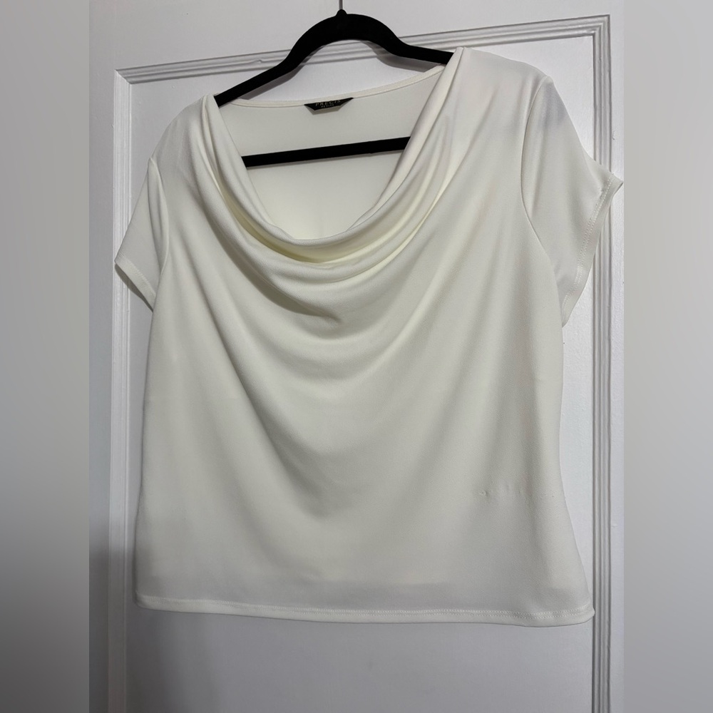 Elegant White Drape Neck Blouse